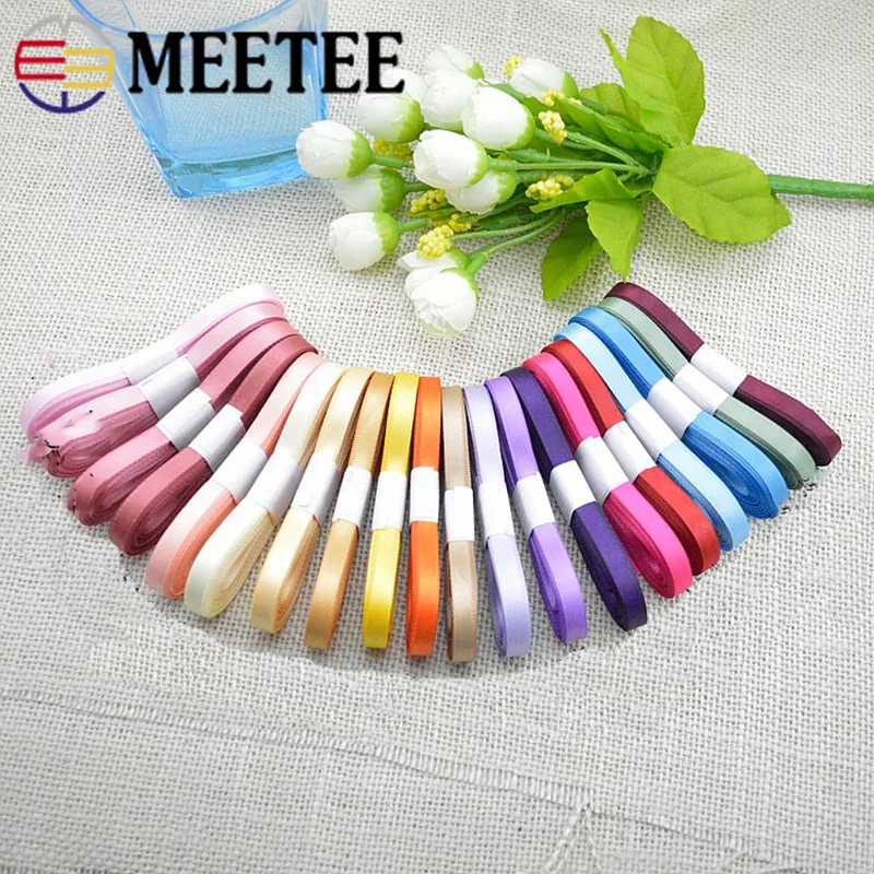 Meetee 10pcs(1pcs=5meters) 6mm Color Polyester Silk Satin Ribbon DIY Gift Packing Christmas Decoration Clothing Wedding Material | Дом и сад