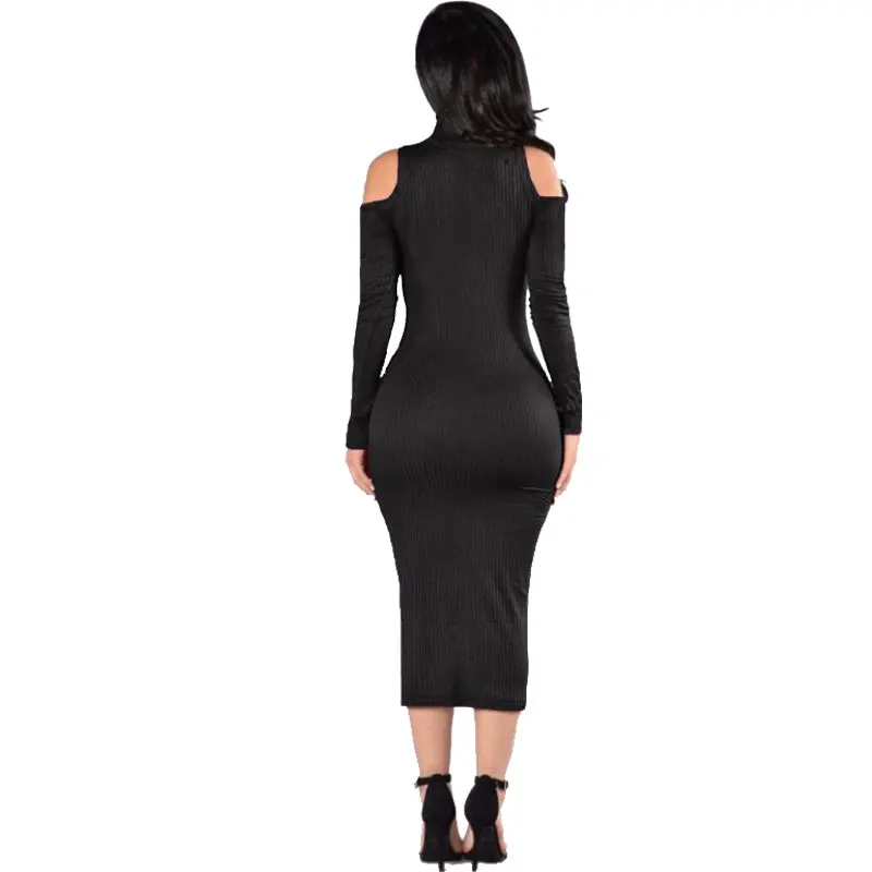 2016 осеннее платье с открытыми плечами и длинным рукавом облегающее сексуальное