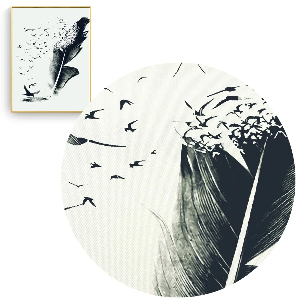 Feather Wings Black and White Art Canvas Painting Wall Nordic Decoration Home Modern Poster For Living Room Print Picture | Дом и сад