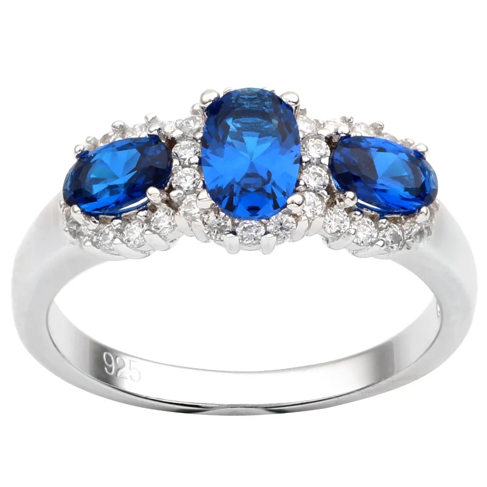 

Sterling Silver Ring 925 Women Jewelry 3-stone Oval Cubic Zirconia CZ Jewelry Valentine's Day Gift R099