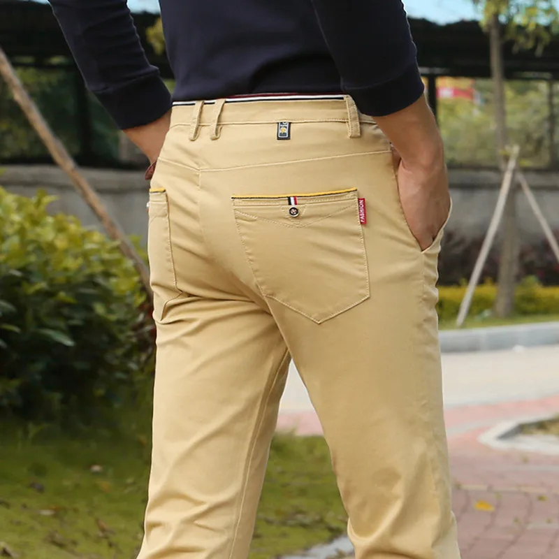 New Cotton Casual Pants Men's Summer Thin Youth Slim Korean Trend Joker Stretch Straight Long Men |