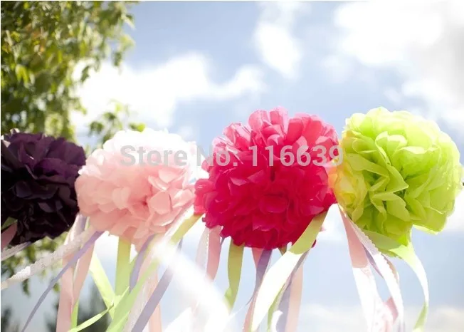 10 шт 50 см (20 дюймов) большой папиросной бумаги Pom Poms бумажный цветок шар для