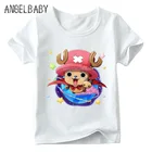Детская смешная Футболка с принтом Тони чоппера из аниме One Piece, летние белые топы для мальчиков и девочек, детская мультяшная футболка, HKP2294