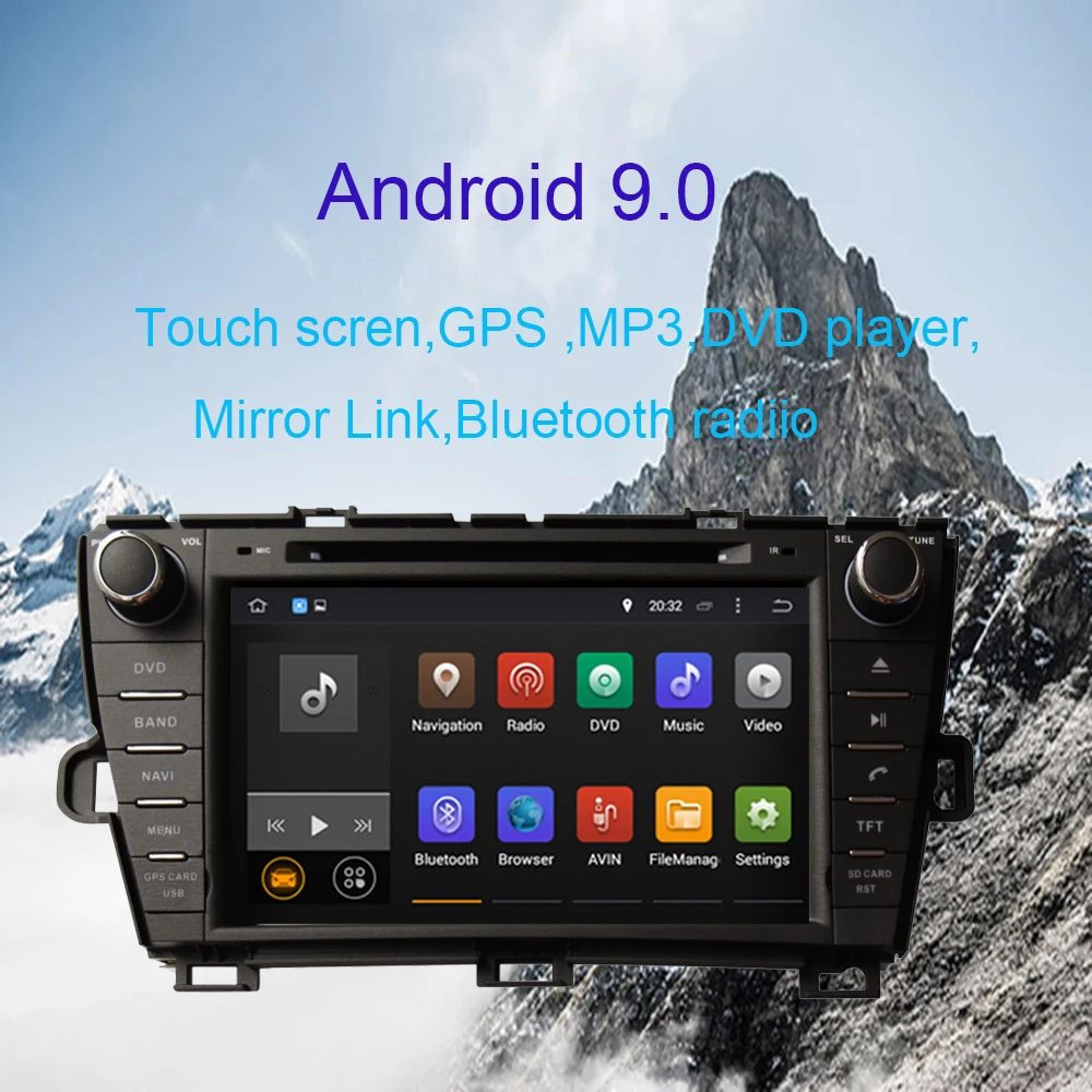 2DIN 1024*600 ram 4 Гб Android 9,0 автомобильный DVD gps для Toyota Prius 2009- левый вождение автомобиля навигация с Bluetooth Авто Радио