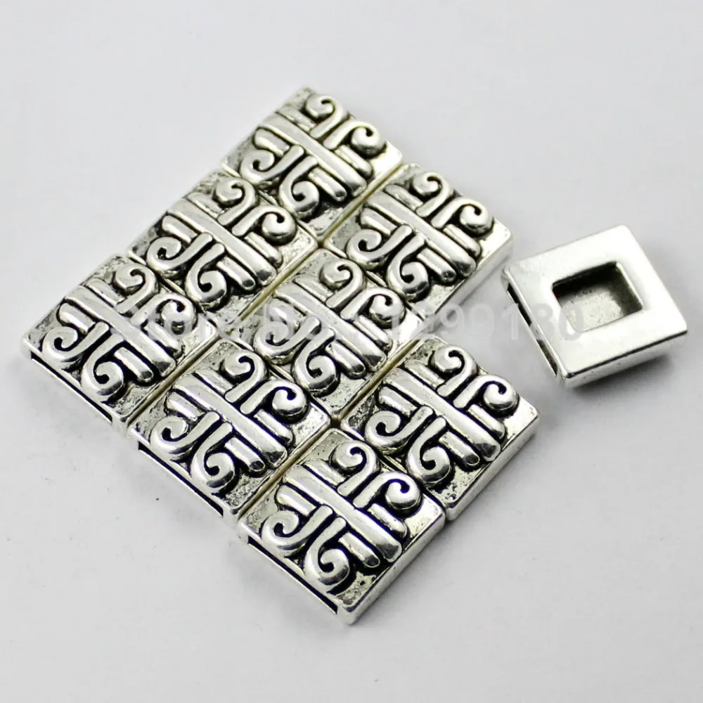 10pcs Fashion Knot Slider for Bracelet Necklace Watch Chain Beads DIY Making Accessories Square 18x18mm Hole:14x2mm K01897 | Украшения и