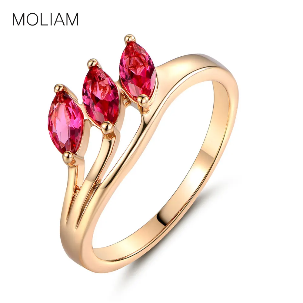 MOLIAM Valuable Rings for Women Gold-Color Cute Lady Fashion Cubic Zirconia Crystal Ring With Gift Box Fast Despatch MLR112 | Украшения и
