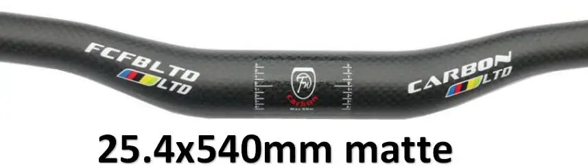 matte FCFB матовый углеродный руль MTB, руль для велосипеда 25,4, руль для горного велосипеда, плоская ручка для руля 3K 380-700 мм - Цвет: matte