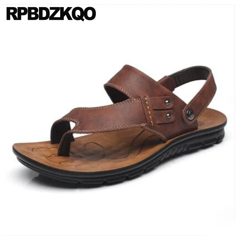 петля для носка Runway водонепроницаемый плеть Мужские сандалии кожаное лето воды