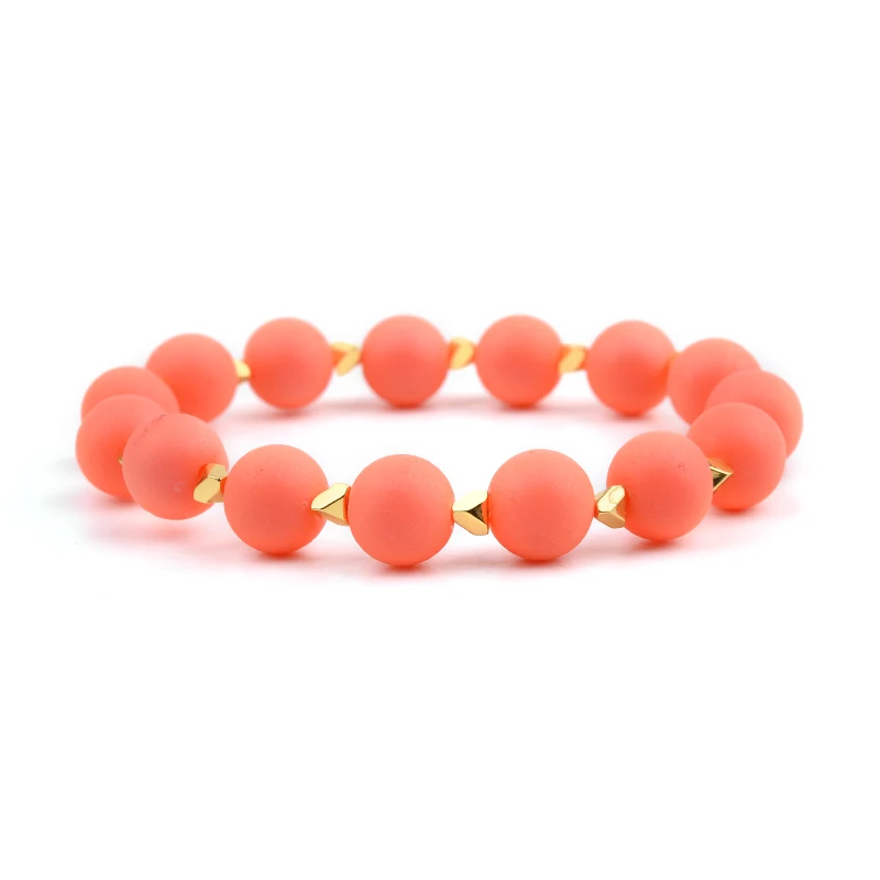 8-Orange Rubber Ball BOJIU, 12 цветов, эластичные геометрические Кристальные бусины, женские браслеты, крошечное золото, гематит, Кристальный браслет, Женские аксессуары, BC329 - Окраска металла: 8-Orange Rubber Ball