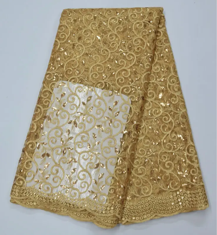 2018 Высокое качество африканская кружевная ткань золото королевский синий