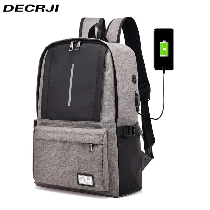 

DECRJI Casual Backpack Schoolbag Unisex Laptop Bags For Men Backpack USB Charge Mochila Escolar Women School Bag Rucksack 2020