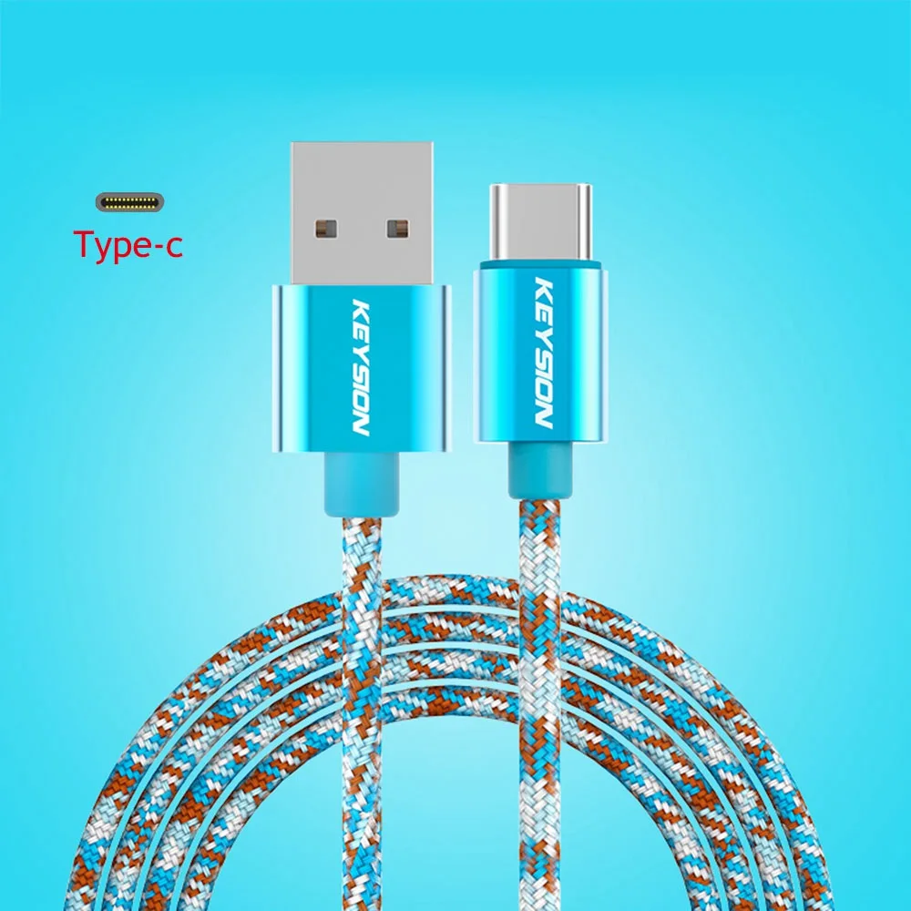 Синий KEYSION usb type-C кабель для samsung A50 A70 Быстрая зарядка type C мобильный телефон зарядный провод USB-C кабель для Xiaomi mi9 Redmi note7 - Цвет: Синий