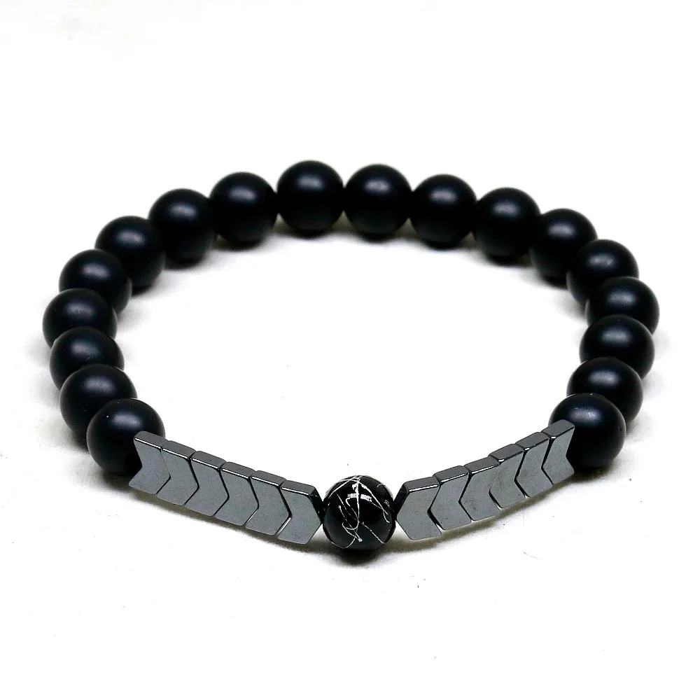 Новый стиль Матовый оникс камень гематит стрелы ювелирные изделия мужские