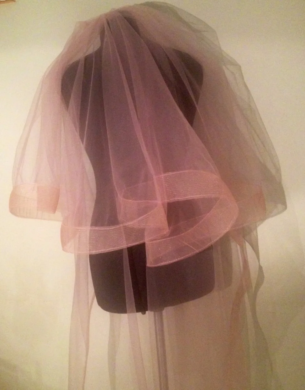 Светло-Розовый Конского Волоса Свадебная Фата Румянами Люкс Покрывал С