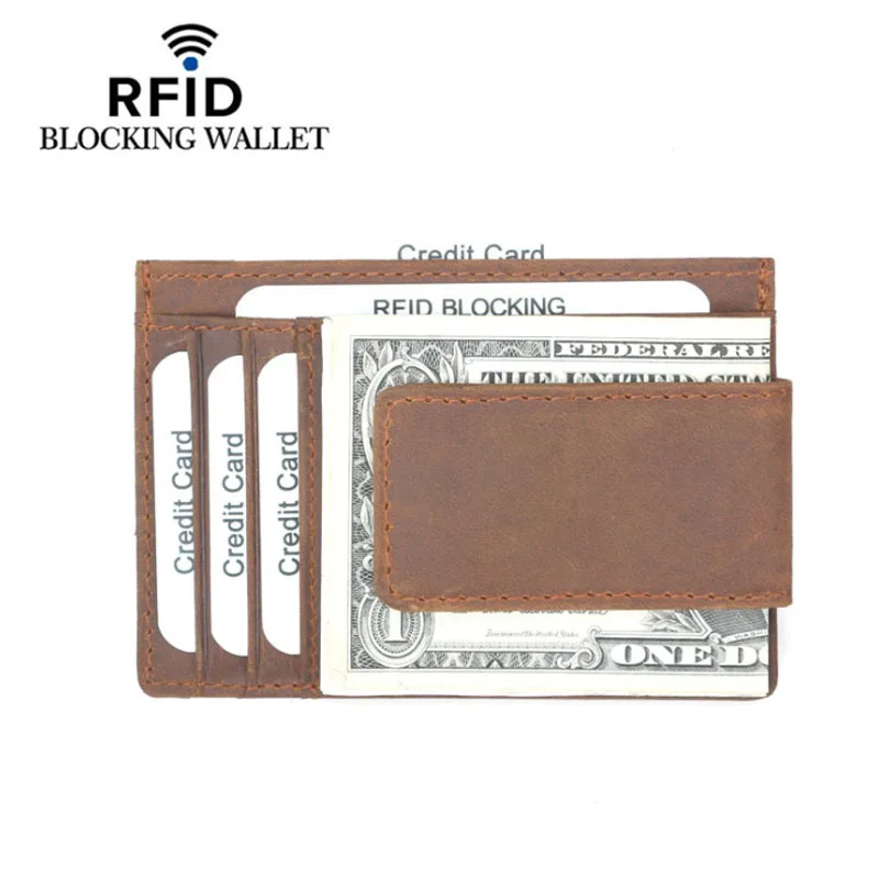 Для мужчин RFID тонкий бумажник из натуральной кожи кредитной держатель для карт с