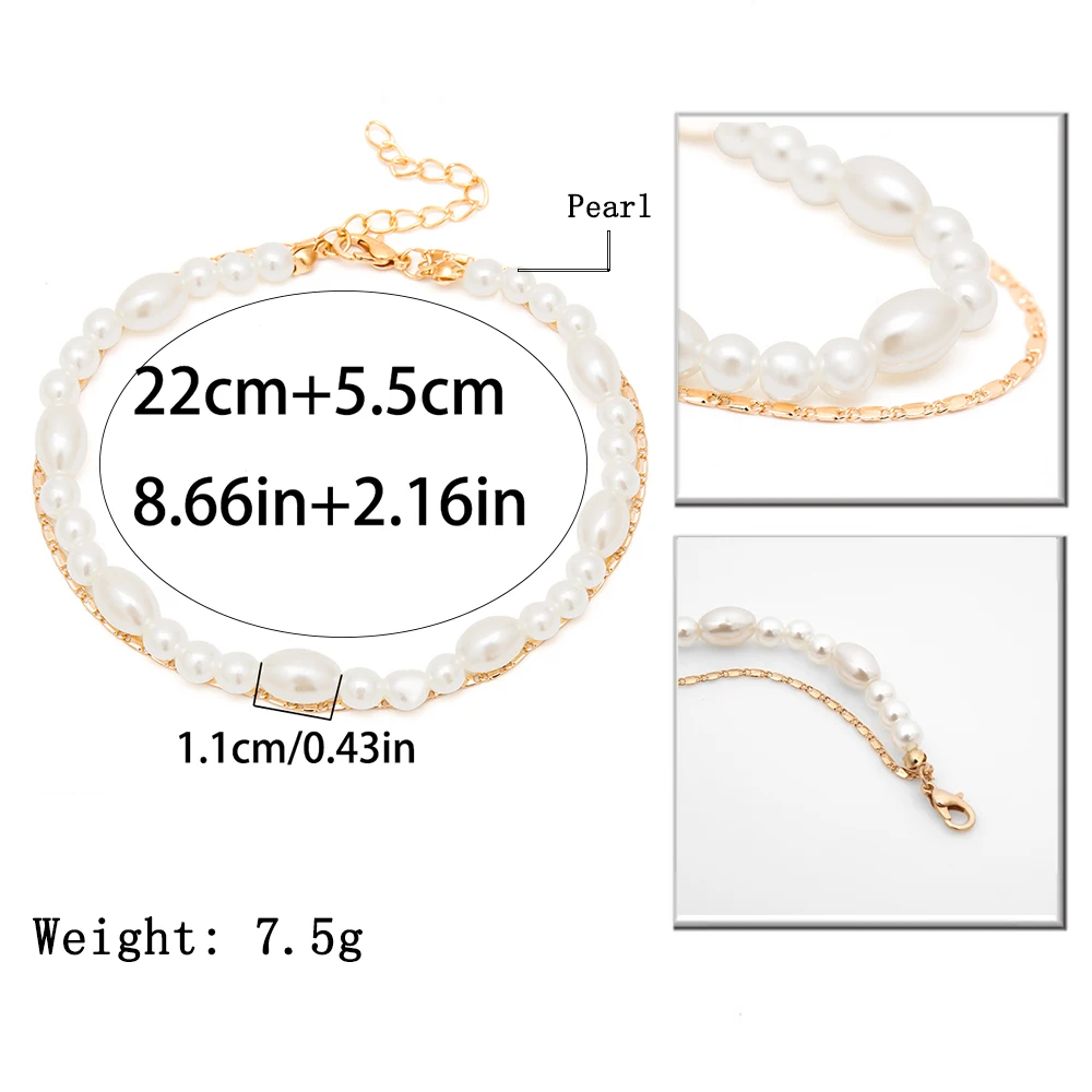 

IngeSight.Z Bohemian Multi Layered Simulated Pearl Anklet Bracelet for Women Charm Ankle Chain Barefoot Sandals On Foot Jewelry