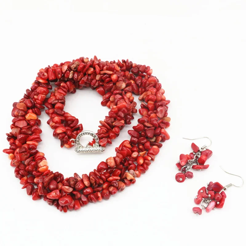 Комплект из колье и серёг с натуральным камнем 9 11 мм|necklace earring|jewelry set natural stonefashion