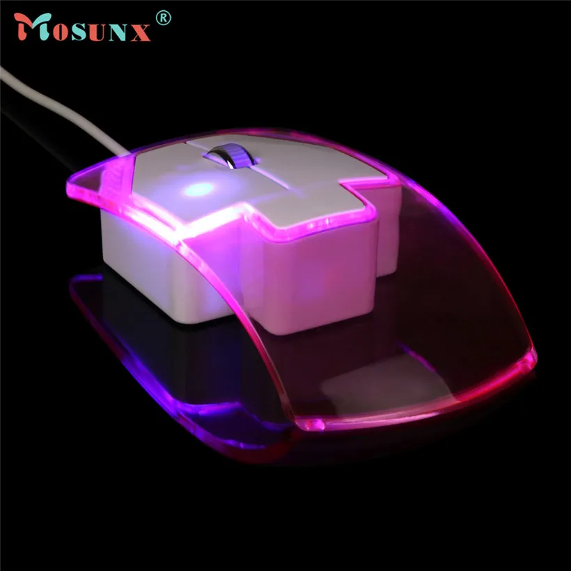Mosunx Advanced, новинка, прозрачный СВЕТОДИОДНЫЙ, проводная мышь, 1600 dpi, оптическая игровая мышь, ночной Светильник для компьютера, ПК, ноутбука,, хит, 1 шт