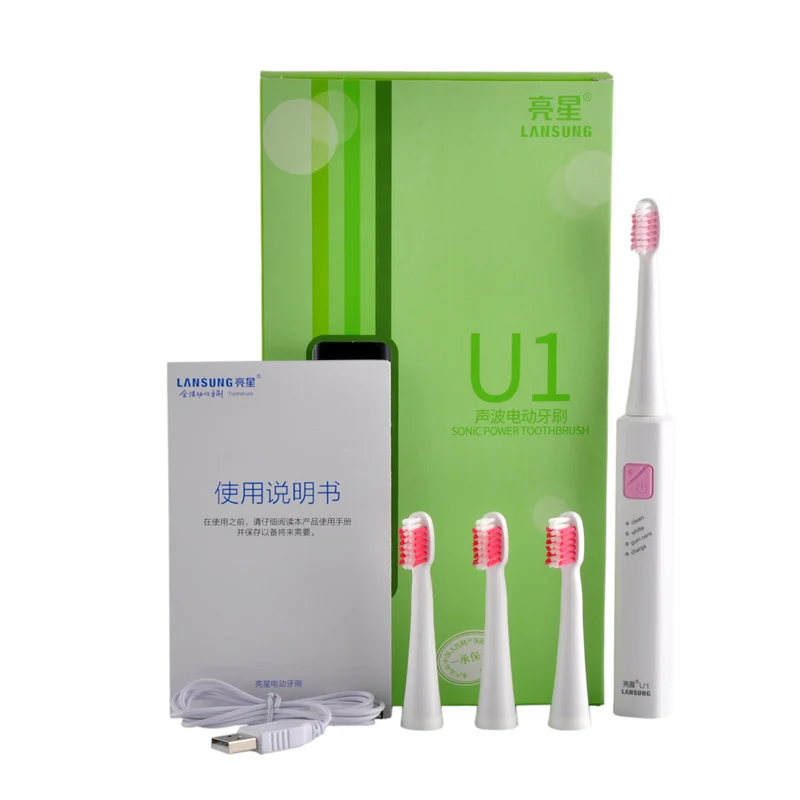 Pink Lansung Электронная зубная щетка u1 ультразвуковая зубная щетка электрическая зубная щетка Cepillo Стоматологическая гигиена полости рта - Цвет: Pink