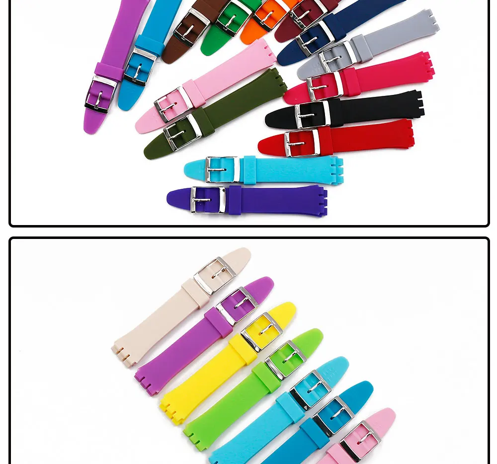 Аксессуары для часов Пряжка 17 мм 19 мм силиконовый ремешок для мужчин Swatch waterproof водонепроницаемый ремешок для часов