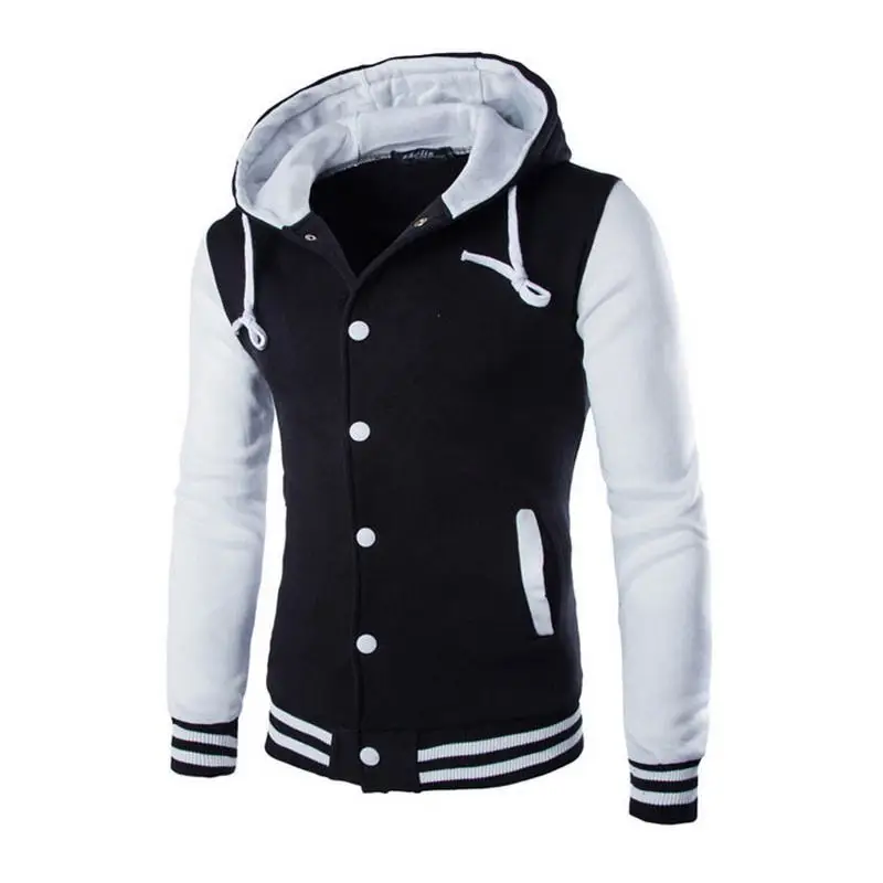 Новая бейсбольная куртка с капюшоном для мужчин 2018 модный дизайн Черная мужская