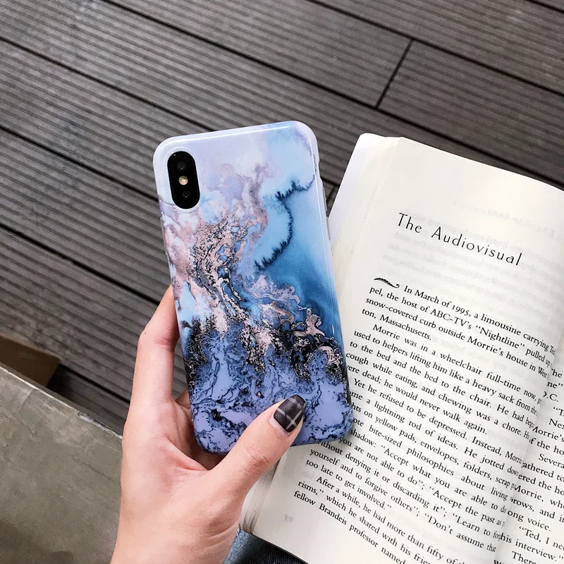 POBLU Hot Stamping IMD TPU Soft Back Phone Cover For iPhone XR XS Max 6s 7 8Plus Fashion Marble Texture Phnom Penh Pattern Case |