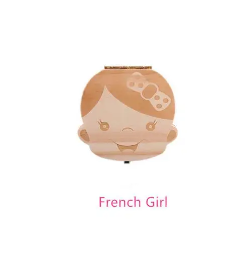 GirlFrench Английский, русский, турецкий, греческий, итальянский, детский деревянный ящик для хранения зубов, органайзер, коробка для хранения для ребенка, молочные зубы - Цвет: GirlFrench