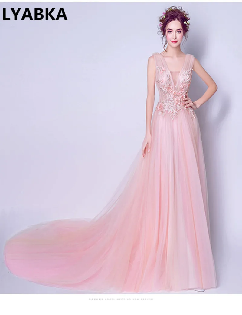Вечернее платье Abendkleider Robe De Soiree 2019 дизайнерское кружевное розовое на выпускной с
