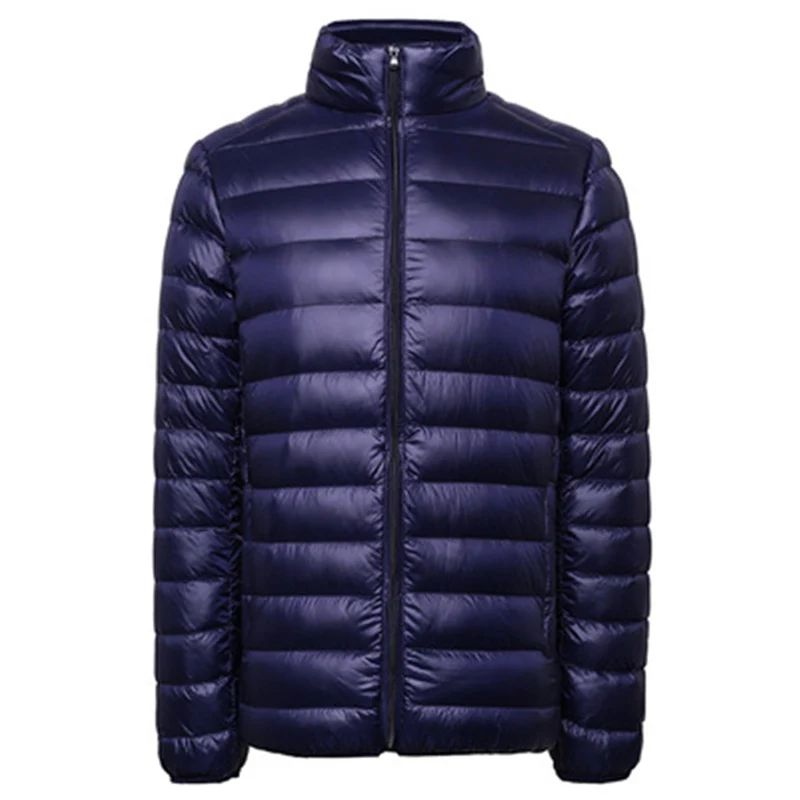 Navy Blue 2 Осень г. для мужчин Сверхлегкий 90% белая утка подпушка куртка мужской ветрозащитный непромокаемые парки Пальто для будущих мам Ultra Light Стенд воротник - Цвет: Navy Blue 2