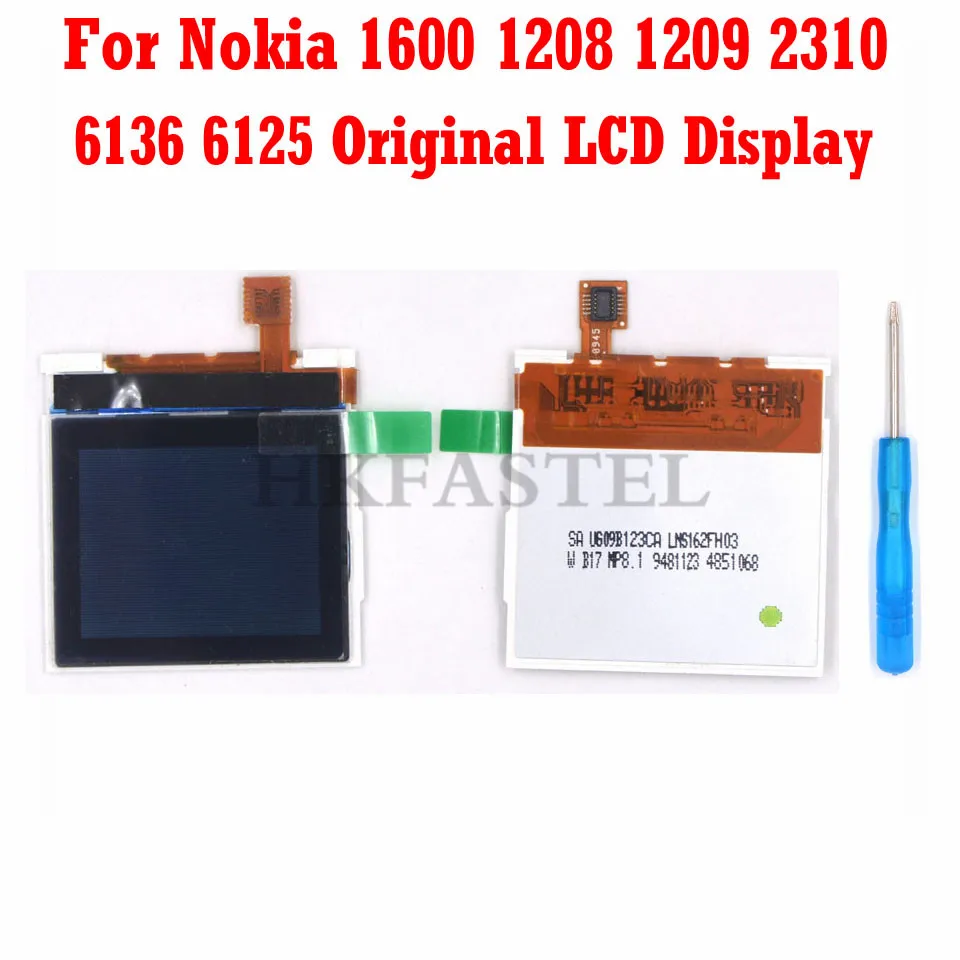 HKFASTEL Оригинальный ЖК экран дигитайзер дисплей для Nokia 1600 1208 1209 2310 6136 Ремонт Замена