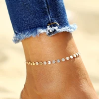 simple coin female anklets barefoot crochet sandals foot jewelry leg new anklets on foot ankle bracelets for women leg chain
