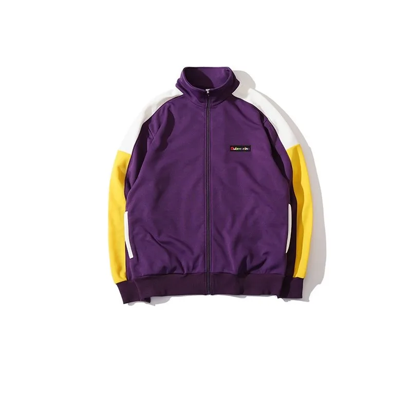 В стиле пэтчворк и КолорБлок мужские толстовки на молнии Боковой Полосой High Street