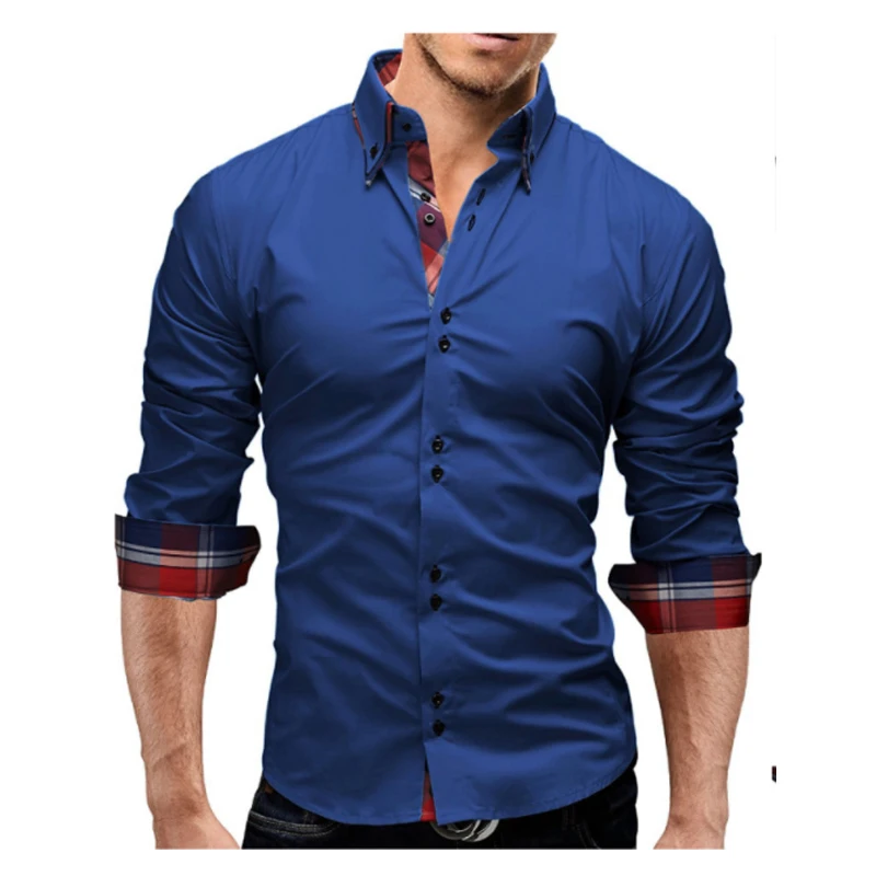 Мужская рубашка 2018 весна новый бренд бизнес Slim Fit платье мужская с длинным