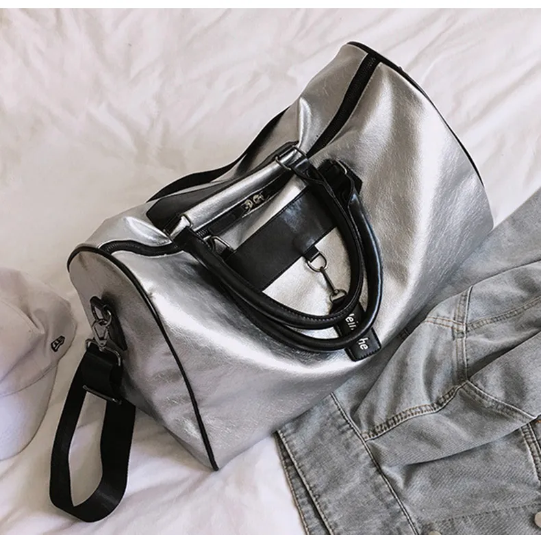 Серебряная спортивная сумка Дамский багаж в упаковке Bag in дорожные сумки с биркой вещевой мешок кожаный Для Женщин Йога Фитнес sac de sport большой XA806WD