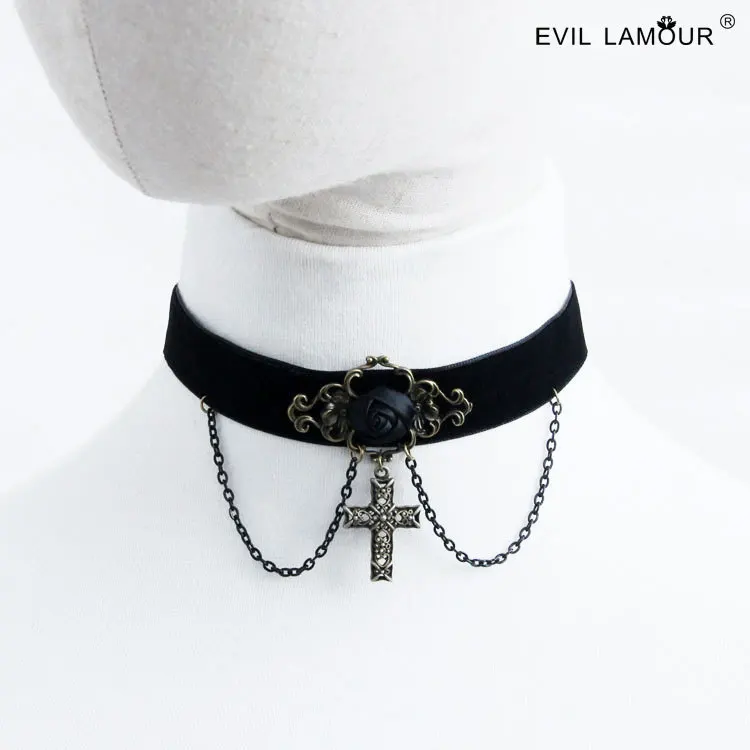 The punk necklace Japanese harajuku collar goth cross necklaces fashion high-grade ornament Cosplay Props | Тематическая одежда и