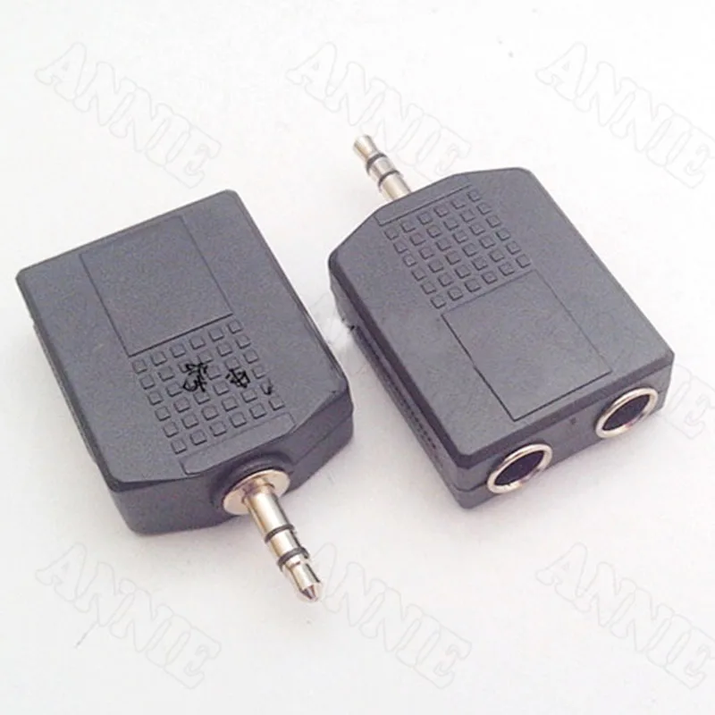

50pcs/lot 3.5 Dual Channel Male To Double 6.35 Female Socket Stereo To 6.5KK Converter