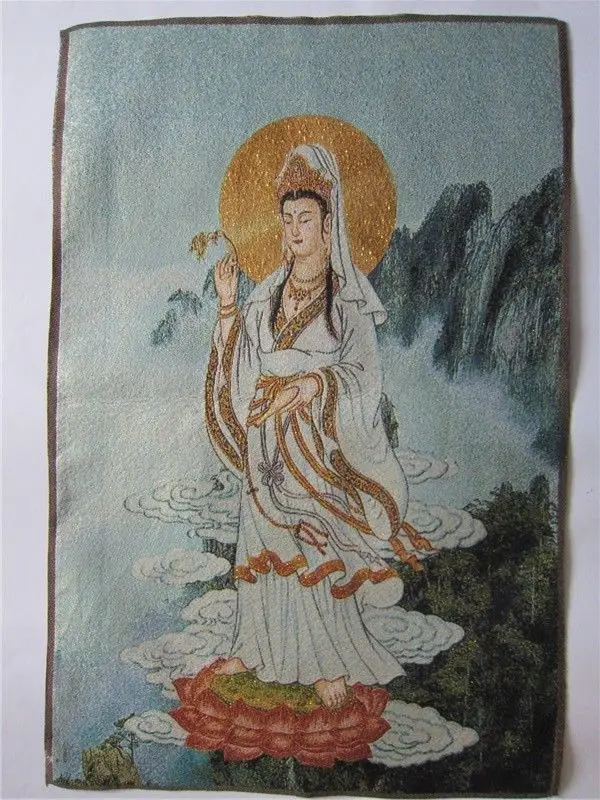 35 4 &quotКитай Тибетский шелк вышитые thangka Тибет Будда Южное море Кван Инь|kwan-yin| |