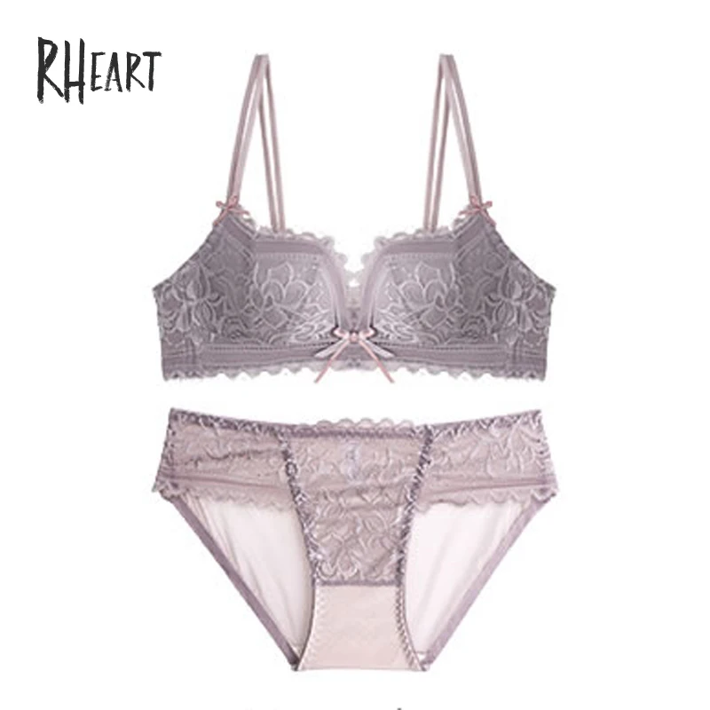 Roseheart, женское модное красное фиолетовое сексуальное женское белье, бюстгальтеры, беспроводные кружевные бюстгальтеры с бантиком, роскошные комплекты бюстгальтеров, женское нижнее белье A B - Цвет: Purple