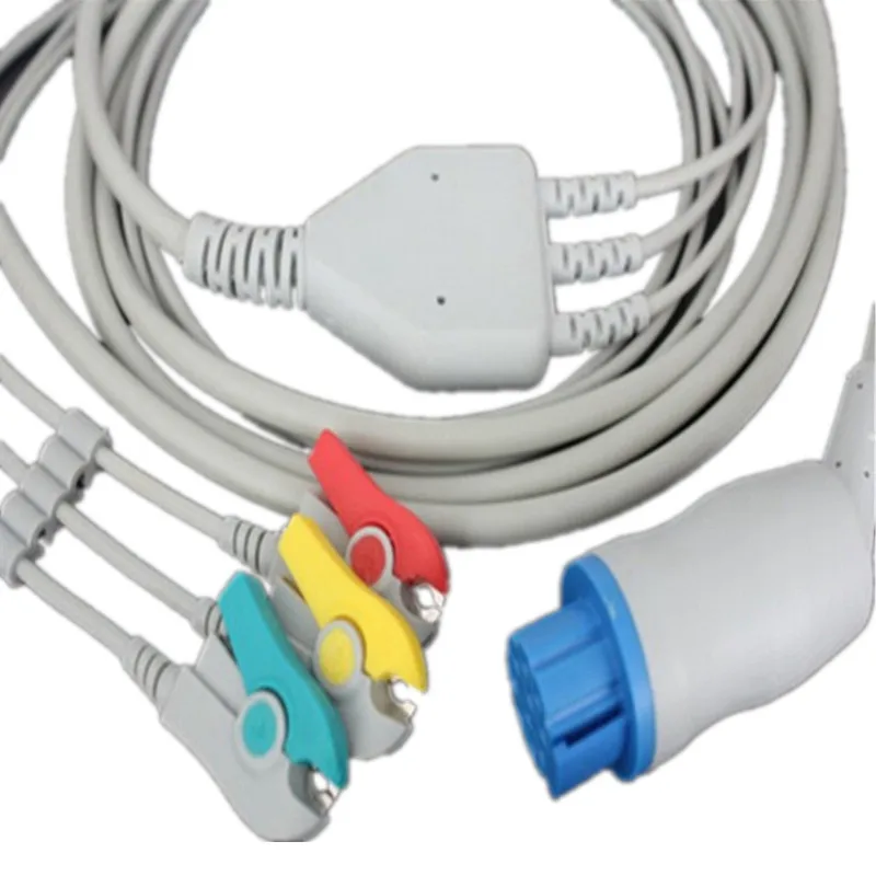 Бесплатная доставка один кусок 3 провода ECG Leadwire для круглого 10pin Datex Ohmeda кабель trunk