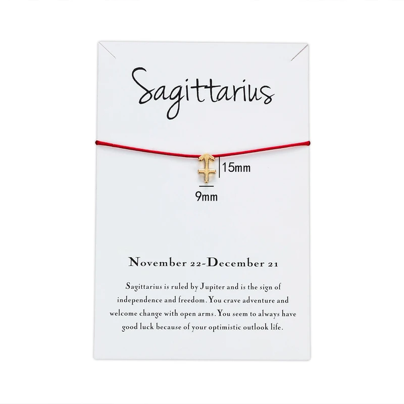 Wish Card Gittarius Созвездие браслет карта для женщин Регулируемая красная веревка
