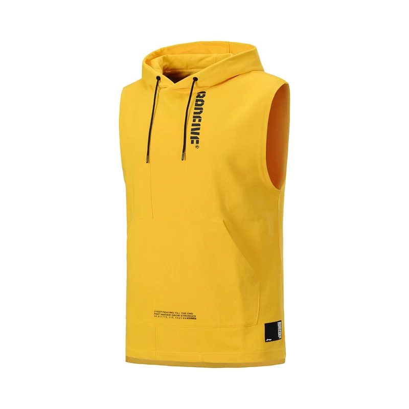 Li-Ning, мужской баскетбольный жилет BAD FIVE без рукавов, Джерси, свободный крой, 77% хлопок, 23% полиэстер, подкладка, спортивный жилет с капюшоном, AWDP231 MBS081 - Цвет: AWDP231-4H