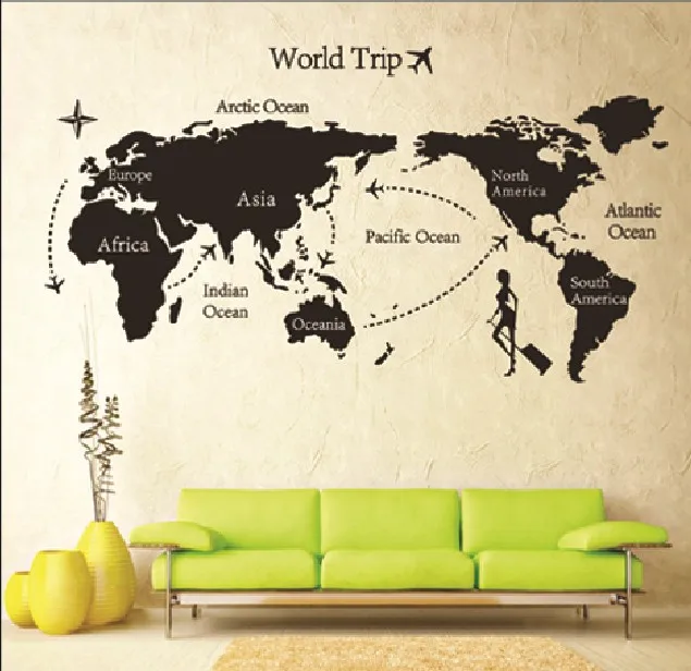 Виниловая наклейка на стену DIY для путешествий карты мира 140*80 см|vinyl wall stickers|wall