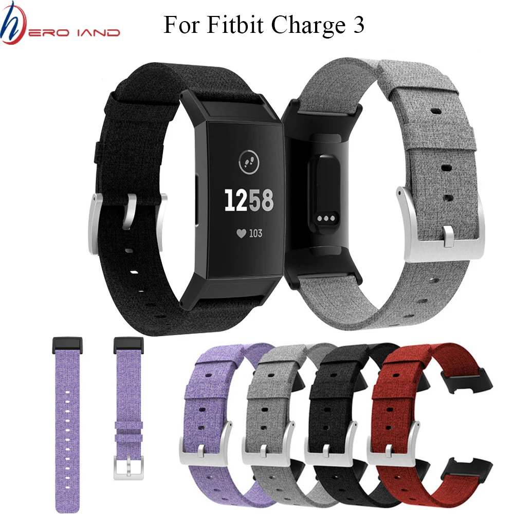 Ремешок для часов плетеная холщовая ткань Fitbit Charge 3 4 Band Браслет charge3 аксессуары