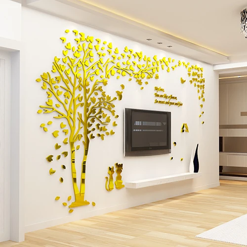 Пара дерева 3D акриловая Настенная Наклейка украшение винило Decorativos Para Dormitorios