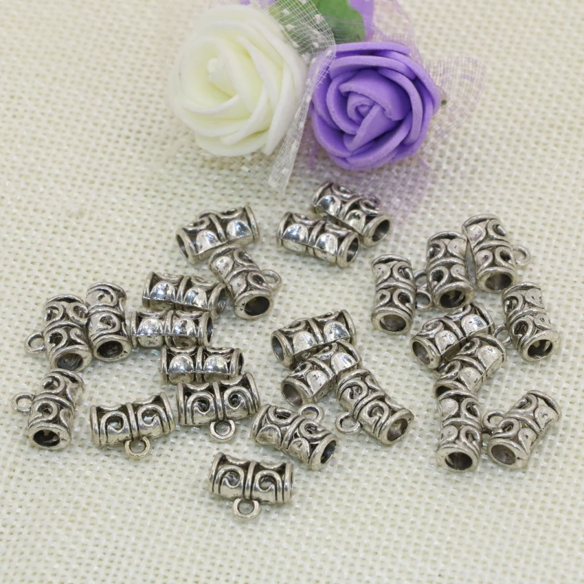 Free shipping charms Tibet silver-color 20pcs elegant tube shape accessories 11*5mm necklace/bracelets jewelry making B2529 | Украшения и