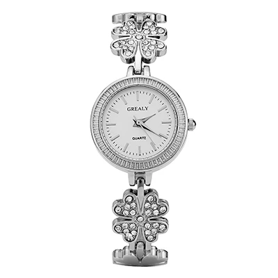 silver Модные женские наручные часы цветок часы браслет ювелирные изделия кулон сплав розовое золото/серебро Цвет Браслет Набор для друзей - Цвет: silver