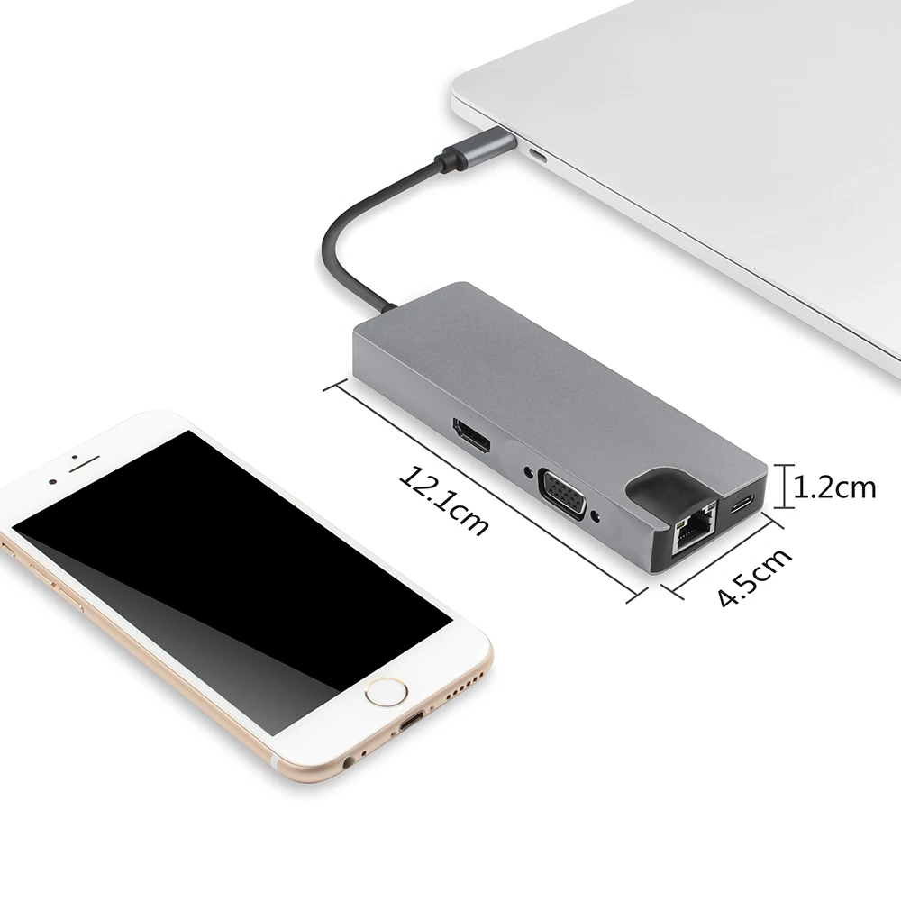 USB концентратор на 3 0 HDMI совместимый слот для SD TF Type C зарядный порт VGA Lan RJ45