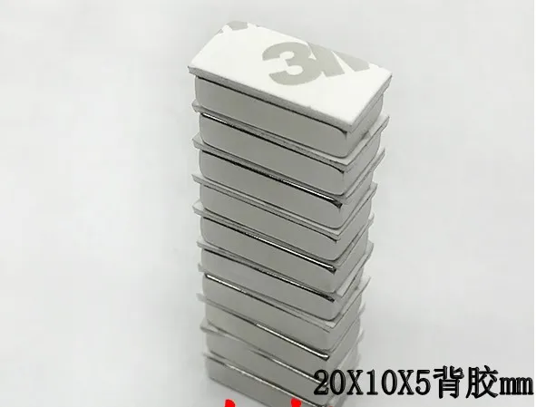 20x10x5mm with glue tape N35 Strong Bar Cuboid circle Magnets 20mmx10mmx5mm 3M Double-sided adhesive Permanent magnet 5pc | Обустройство