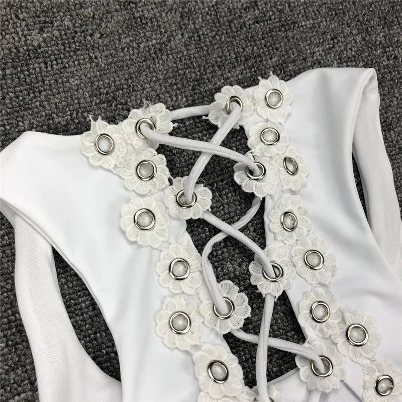 Сексуальный купальник с цветочными заклепками 2018 новейший Цельный без черного