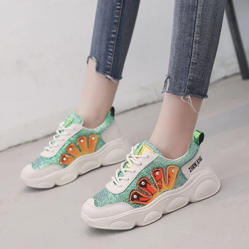 Fujin/женские кроссовки на платформе Женская обувь Сезон весна-осень Розовая